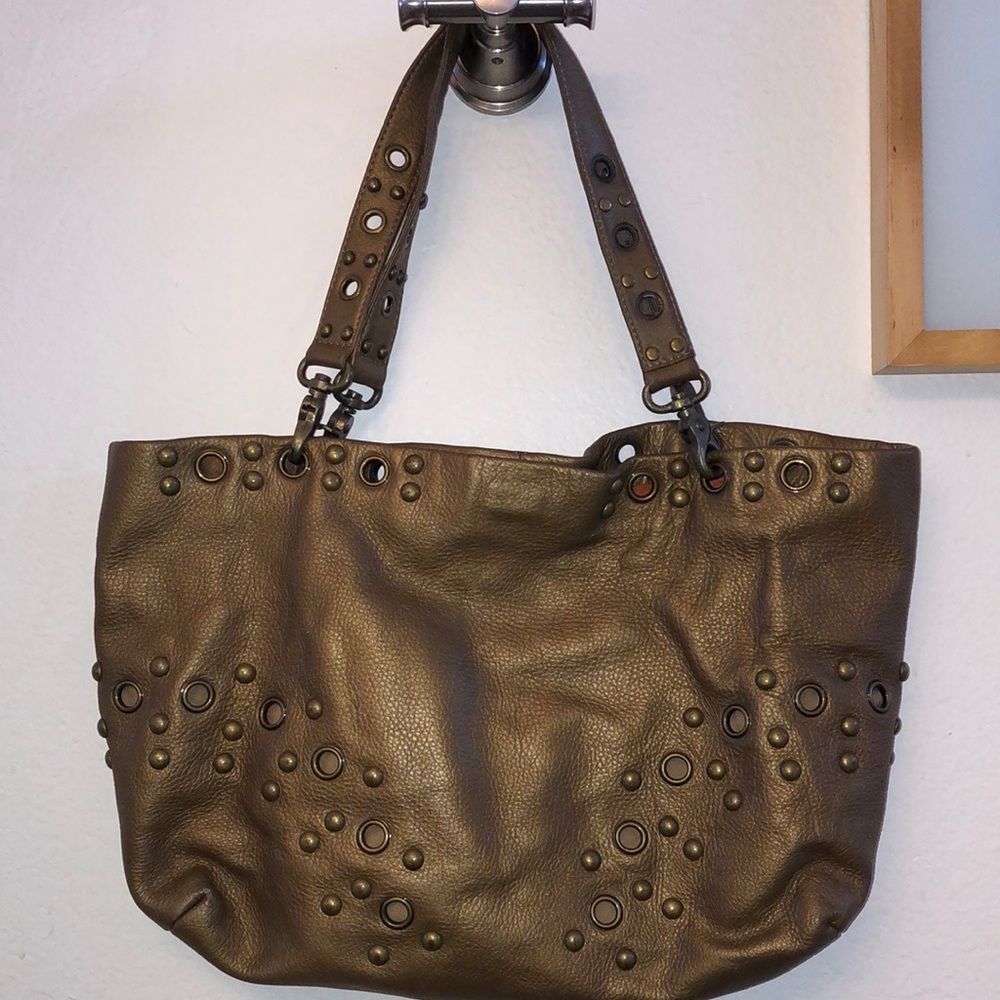 Hobo International leather bronze studded tote bag